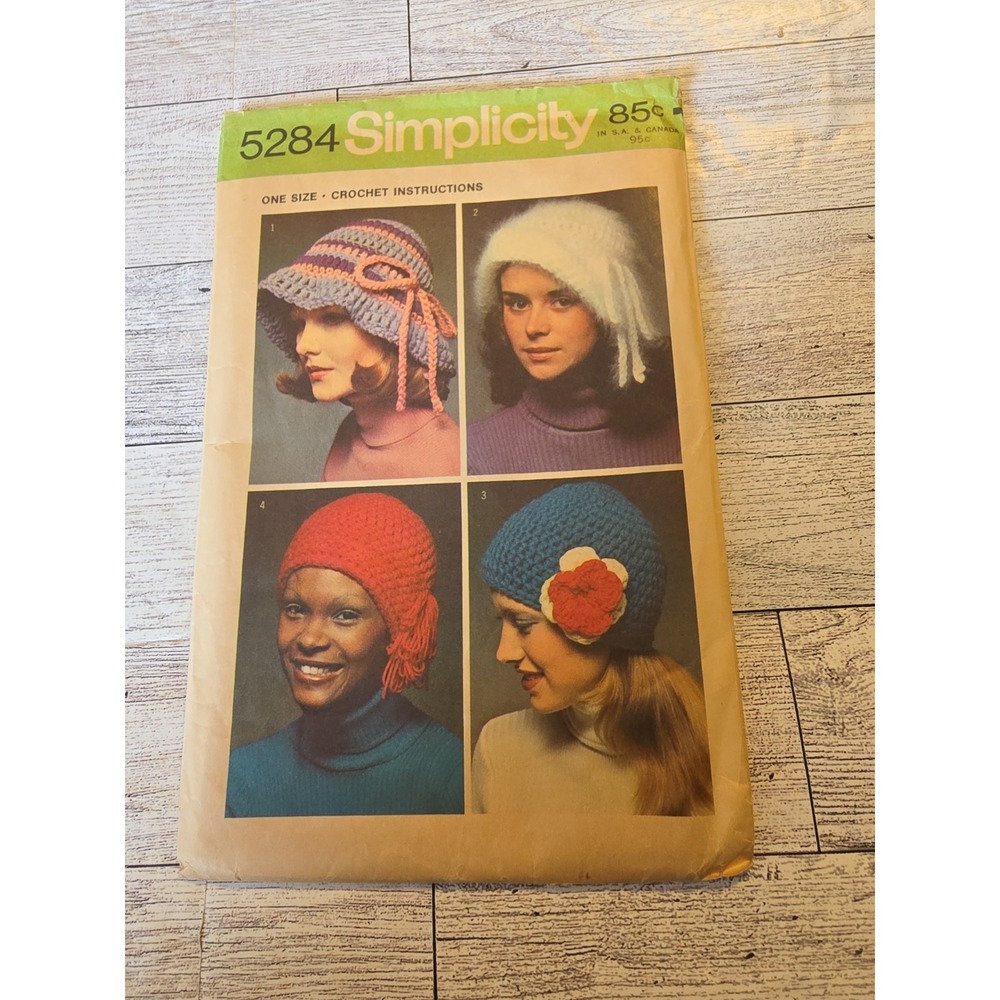 5284 Simplicity Crochet Pattern Instructions Cap Hat Beanie Winter Sew